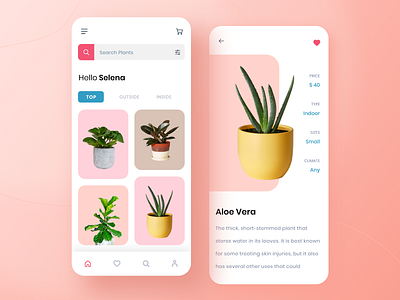 Flora app bottom bar branding colors design graphic design green homepage homescreen icon illustration interaction interface orange plant care plants search bar typography uidesign uiux ux