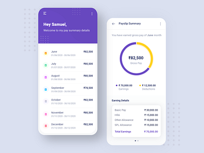 Payslip Details chart list mobile ui ui