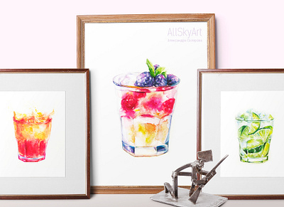 Watercolor cocktails coctail colorful food illustration illustration paint painter watercolor