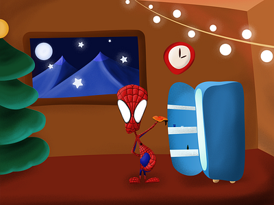 Spiderman amazing clock design drawing farawayfromhome fridge hero homecoming illustration illustrator marvel marvelcomics moon mountains movie neighborhood photoshop spiderman texture