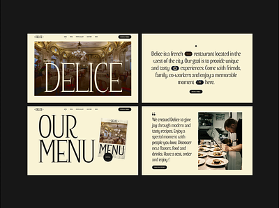 DELICE - Restaurant Website Layout elegant food grid layout luxury minimal modern restaurant serif font ui ui design website yellow