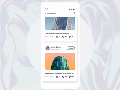 Feed Ideas | Grizzly Mobile App Ui KIt adroid ui kit animated mockup animation articles dark mode ecommerce ecommerce app feed free ui kit glassmorphism ios ui kit iphone mockup listing motion products shopping shopping app ui kit ux design xd ui kit