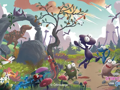 "Litla snareðlan sem gat" Book Cover book cover digital painting dinosaur illustration