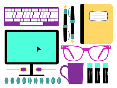 Things on my desk adobe illustrator composition design graphic design illustration layout vector design