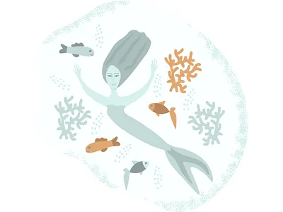 Mermaid coral creature fairy fantasy fish girl illustration mermaid sea underwater vector