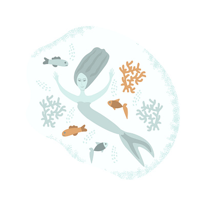 Mermaid coral creature fairy fantasy fish girl illustration mermaid sea underwater vector