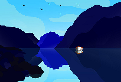 Blu background blue flat illustration landscape landscape illustration vector