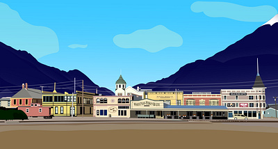 Skagway alaska alaska background flat illustration landscape landscape illustration skagway vector