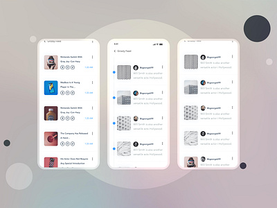 E-commerce Feed Ideas | Grizzly Mobile App Ui KIt adroid ui kit animated mockup animation article design dark mode ecommerce feed free ui kit glassmorphism ios ui kit iphone mockup list motion shopping app social mededia app timeline design ui kit ux design xd ui kit