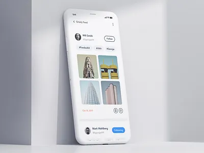 E-commerce Feed Ideas | Grizzly Mobile App Ui KIt adroid ui kit animated mockup animation article design blog dark mode ecommerce feed free ui kit glassmorphism ios ui kit iphone mockup list motion shopping app socialmedia ui kit ux design xd ui kit