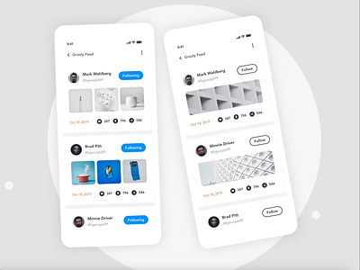 E-commerce Feed Ideas | Grizzly Mobile App Ui KIt adroid ui kit animated mockup animation article design blog dark mode ecommerce app feed free ui kit glassmorphism ios ui kit iphone mockup list motion shopping app social app ui kit ux design xd ui kit