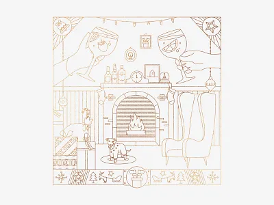 Merry Line Art christmas christmas card drink illustration lineart vector