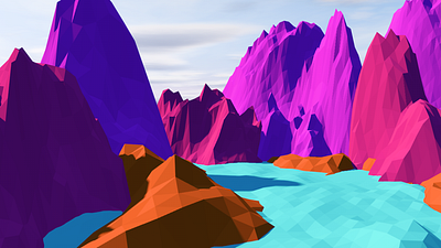 Mountain Landscape low poly art c4d cinema4d design landscape lowpoly minimal mountain river