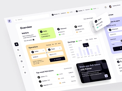 Palmer - Crypto Web App analytic binance bitcoin blockchain coin crypto crypto currency crypto wallet crypto website cryptocurrency dashboard exchange investment platform trading wallet web app design web application web application design web platform