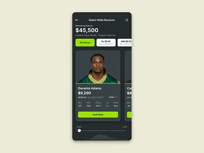 DraftKings - Quick Design Concept app betting cards ui event fantasy football fantasy sports football ios mobile nfl sports ui