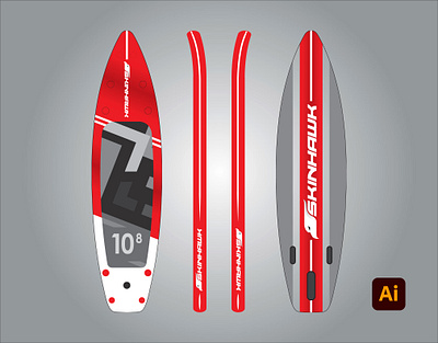 Red Surf board Design adobe adobe illustrator art artwork degital drawing design digital art drawing illustration kingtharu