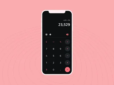 Daily UI #004 - Calculator calculator daily ui daily ui 004 dark mode flat ios minimal mobile pink