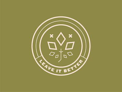 Leave It Better badge badge design badge logo badge system brand identity branding branding design circle circle design circle logo design illustration logo olive scout system scouting scouts travel company travel guide vector x marks the spot