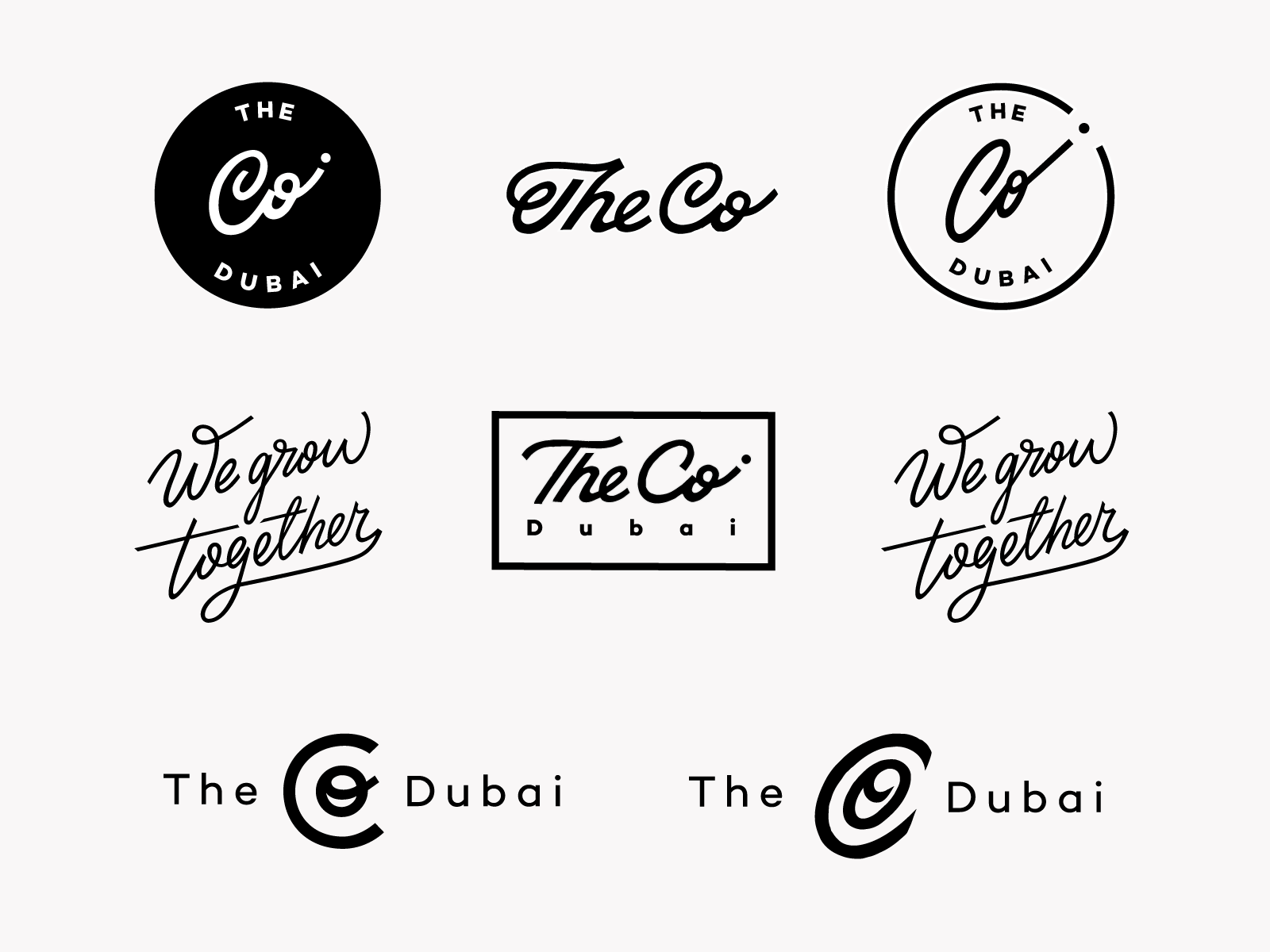 The Co-Dubai branding calligraphy coworking custom design flow fun high end lettering logo logolearn london modern premium process script style the co dubai type unique