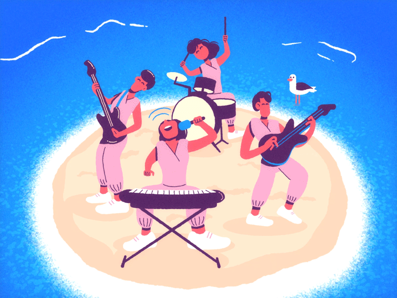 Chai adobe after effects after effects after effects animation animatedgif band beach chill cute illustrator island seagull vector