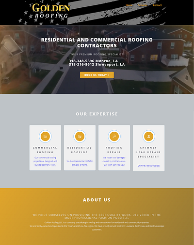 Golden Roofing Company Website black branding web web design web designer yellow