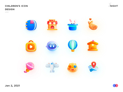 Children's icon 2.5d education illustration ui