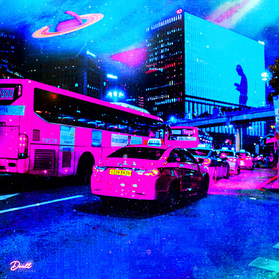 CYBERPUNK.RUSH HOUR cyberpunk digitalart illustration lofi retro retroart seoul synthwave vaporwave