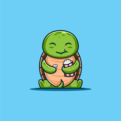 cute popcorn turtle 🐢🍿 animal art cartoon character color cute design drawing fish graphic green head isolated kids mascot nature sea turtle water wildlife