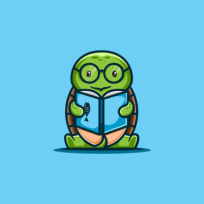 cute read turtle 🐢📖📕📘📚 animal art business cartoon color company concept creative design green idea identity innovation mark modern shape sticker technology trendy vector