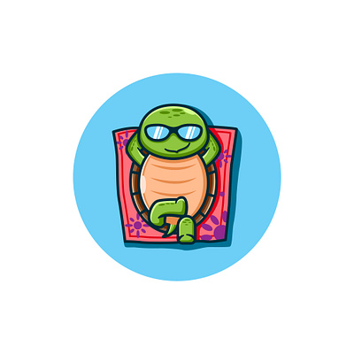 turtle on a mat 🐢🏖🌊 animal art artwork cartoon color cute design drawing graphic happy icon joy kids life little mascot nature turtle vector water