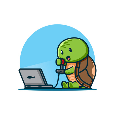 cute turtle playing game. animal art artwork cartoon color cute design drawing graphic happy icon joy kids life little mascot nature turtle vector water