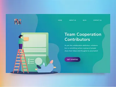 Explore 15 - Landing Page Team Cooperation Contributors agency landing page content creation gradients graphicdesign illustration landingpage team work teams web design