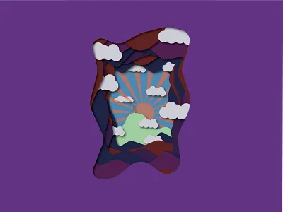 Papercut landscape auvergne cloud clouds design funny illustration illustrator inspire lines lowpoly lowpolyart papercut rounded sunny vector work