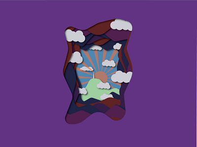 Papercut landscape auvergne cloud clouds design funny illustration illustrator inspire lines lowpoly lowpolyart papercut rounded sunny vector work