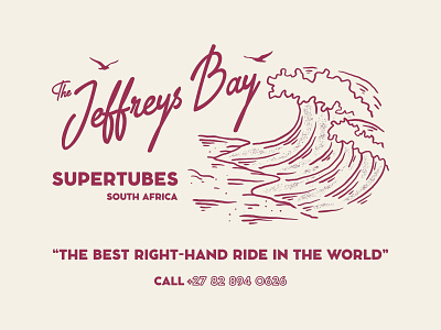 Jeffreys Bay Supertubes Design ad beach illustration logo newspaper south africa surfing typography vintage waves