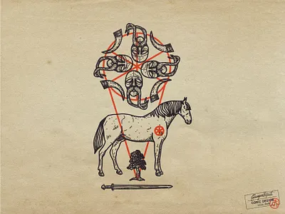 Apparel Illustration: Svetovid apparel clothing creature culture dark digital art digital illustration flat design folklore heritage illustration illustrator mythology streetwear t shirt tattoo tshirt vector vintage war