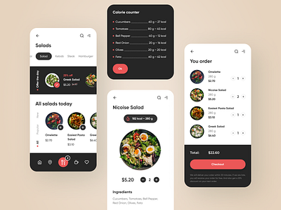 Food delivery app app cart delivery delivery app eat food food app menu mobile mobile app mobile ui nutrition recipe salad ui ux vegetable
