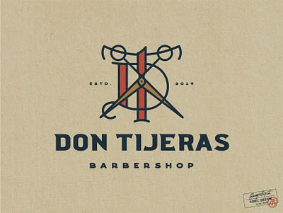 Logo Design for Don Tijeras barbershop brand identity colors design grooming high end illustrator lettermark logo logodesign man monogram nostalgic premium retro service trailer typography vector vintage