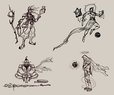 concept sketches for wizard art character characterdesign concept art digitalart fantasy fantasyart game mobilegames photoshop cs6