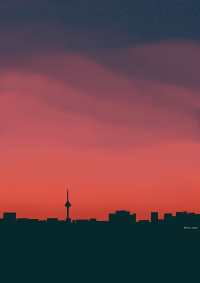 Sunset in the city adobe art city design graphic graphicdesign illustration landscape photoshop