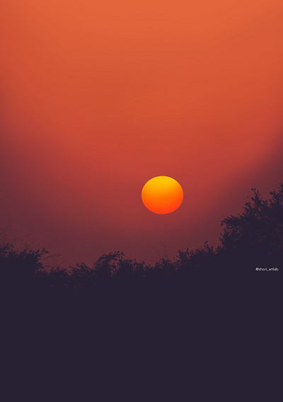 Sunrise in the forest adobe art design digital gradient graphicdesign hand drawn illustration landscape orange photoshop sun sunrise