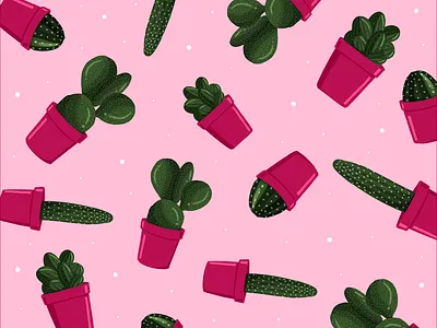 Cactus design digital painting dribbble flat illustration