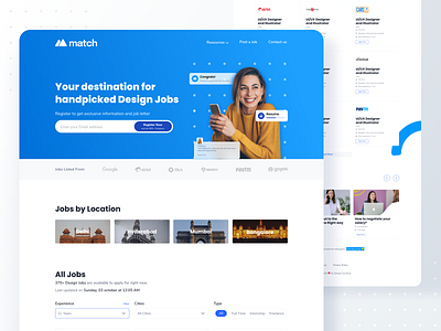 Match Homepage app dailyui design hiring inspiration interaction design job board minimal shot ui ui ux ux website