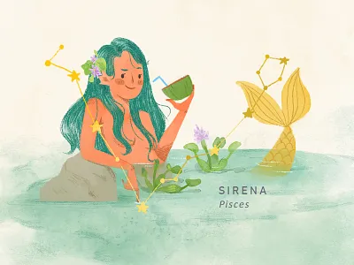 Tala [Sirena - Pisces] digital painting girl horoscope illustration mermaid mythology siren sirena watercolor zodiac