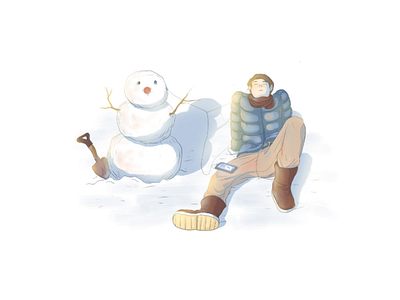 Alone winter winter illustration white