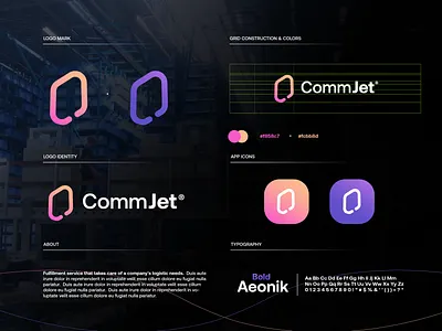 CommJet branding design gradient logo logo design logodesign modern startup technology