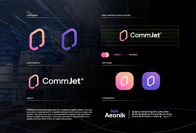 CommJet branding design gradient logo logo design logodesign modern startup technology