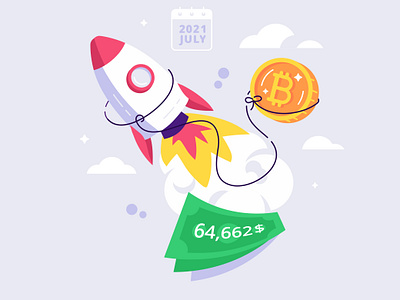 bitcoin price record bitcoin crypto cryptocurrency currency design fact flat illustration launch money price record rocket startup vector