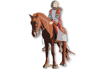 Muslim woman and horse couple design flat horse icon illustration illustrator muslim muslimah vector woman woman illustration