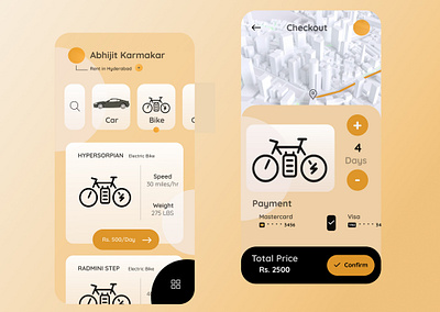 Vehicle Rental App app design ui ux